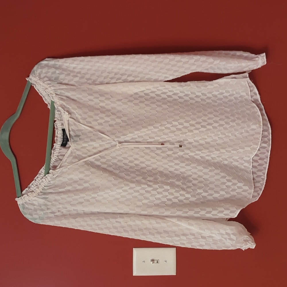 White House Black Market Cream Textured Blouse
